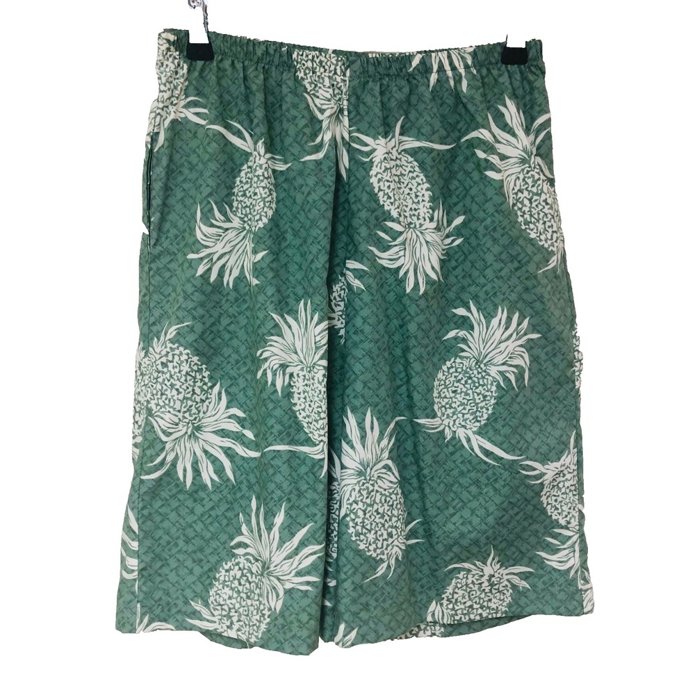 VIntage Hilo Hattie Womens Pineapple Shorts Aloha USA Hawaiian‎ Beachy Green XS